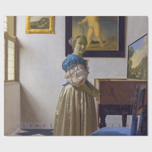 Johannes Vermeer - Lady Stehend bei einer Jungfrau Geschenkpapier (Flach)