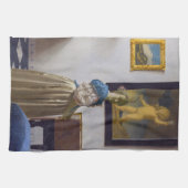 Johannes Vermeer - Lady Stehend bei einer Jungfrau Geschirrtuch (Horizontal)
