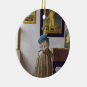 Johannes Vermeer - Lady Stehend bei einer Jungfrau Keramik Ornament (Rechts)