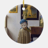 Johannes Vermeer - Lady Stehend bei einer Jungfrau Keramik Ornament (Hinten)