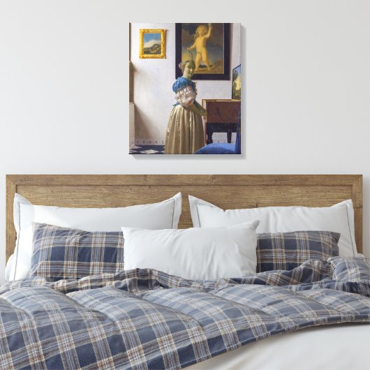 Johannes Vermeer - Lady Stehend bei einer Jungfrau Leinwanddruck (Insitu (Schlafzimmer))