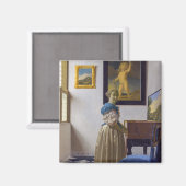 Johannes Vermeer - Lady Stehend bei einer Jungfrau Magnet (Vorderseite/Rückseite)