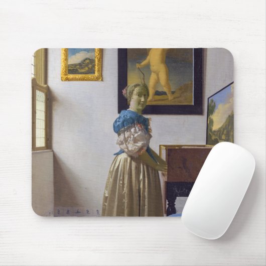 Johannes Vermeer - Lady Stehend bei einer Jungfrau Mousepad (Mit Mouse)