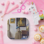 Johannes Vermeer - Lady Stehend bei einer Jungfrau Pappteller (Party)