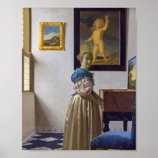 Johannes Vermeer - Lady Stehend bei einer Jungfrau Poster (Vorne)