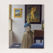 Johannes Vermeer - Lady Stehend bei einer Jungfrau Puzzle (Vertikal)