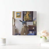 Johannes Vermeer - Lady Stehend bei einer Jungfrau Quadratische Wanduhr (Zuhause)