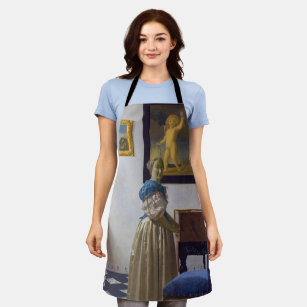 Johannes Vermeer - Lady Stehend bei einer Jungfrau Schürze