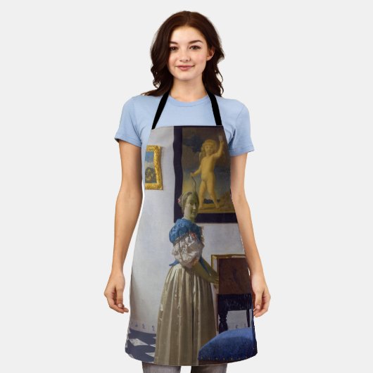 Johannes Vermeer - Lady Stehend bei einer Jungfrau Schürze (Getragen)