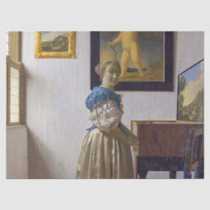 Johannes Vermeer - Lady Stehend bei einer Jungfrau Seidenpapier