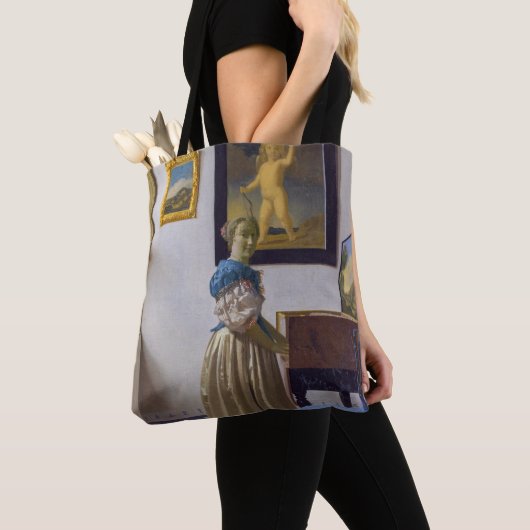 Johannes Vermeer - Lady Stehend bei einer Jungfrau Tasche (Von Nahem)