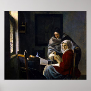 Johannes Vermeer - Mädchen beim Musikunterricht un Poster