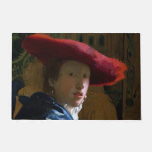 Johannes Vermeer - Mädchen mit einem Red Hat Fußmatte