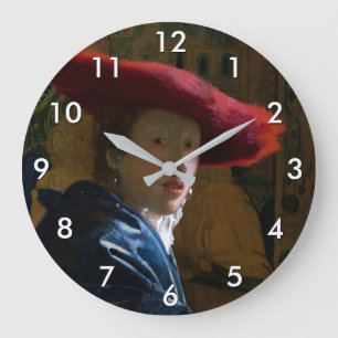 Johannes Vermeer - Mädchen mit einem Red Hat Große Wanduhr