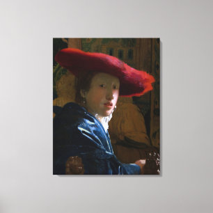 Johannes Vermeer - Mädchen mit einem Red Hat Leinwanddruck