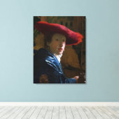Johannes Vermeer - Mädchen mit einem Red Hat Leinwanddruck (Insitu (Holzboden))