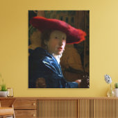 Johannes Vermeer - Mädchen mit einem Red Hat Leinwanddruck (Insitu (Wohnzimmer))