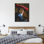 Johannes Vermeer - Mädchen mit einem Red Hat Leinwanddruck (Insitu (Schlafzimmer))