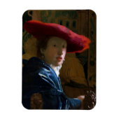 Johannes Vermeer - Mädchen mit einem Red Hat Magnet (Vertikal)