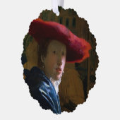 Johannes Vermeer - Mädchen mit einem Red Hat Ornament Karte (Links)