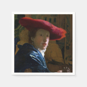 Johannes Vermeer - Mädchen mit einem Red Hat Serviette