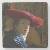 Johannes Vermeer - Mädchen mit einem Red Hat Steinuntersetzer (Vorderseite)