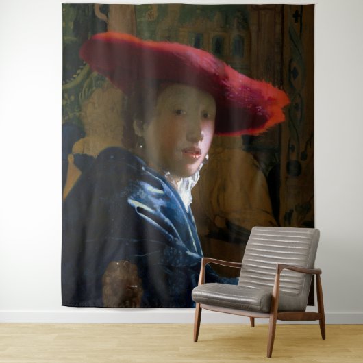 Johannes Vermeer - Mädchen mit einem Red Hat Wandteppich (Beispiel)