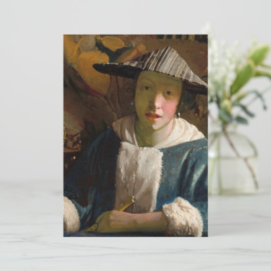 Johannes Vermeer - Mädchen mit Flute Dankeskarte (Stehend Vorderseite)