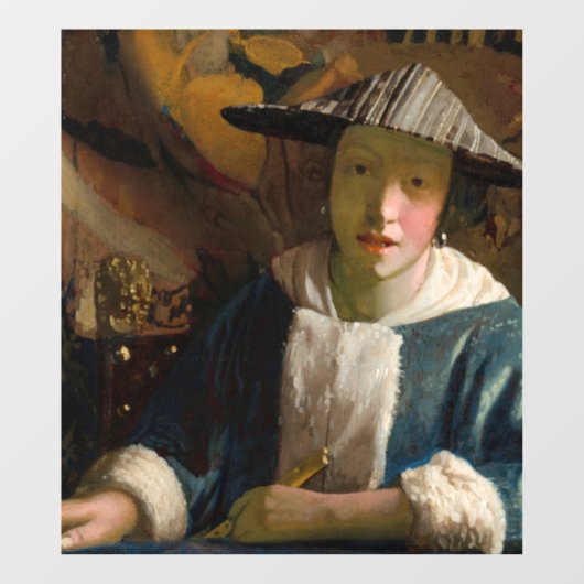 Johannes Vermeer - Mädchen mit Flute Fensteraufkleber (Blatt)