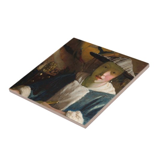 Johannes Vermeer - Mädchen mit Flute Fliese (Seite)