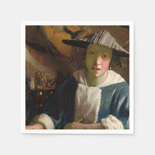 Johannes Vermeer - Mädchen mit Flute Serviette (Vorderseite)