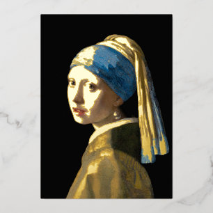 Johannes Vermeer - Mädchen mit Perle Folien Feiertagskarte