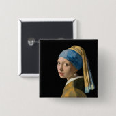 Johannes Vermeer - Mädchen mit Perle Ohrgehänge Button (Vorne & Hinten)