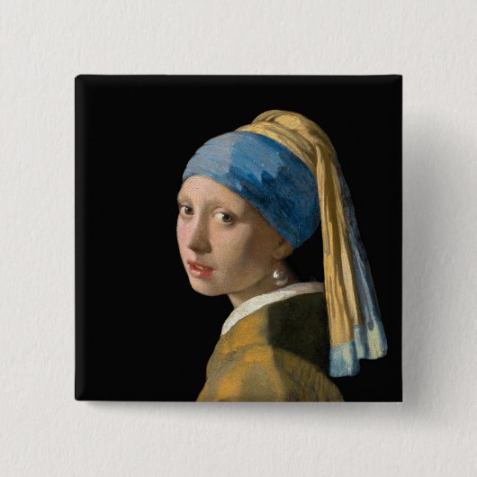 Johannes Vermeer - Mädchen mit Perle Ohrgehänge Button (Vorderseite)