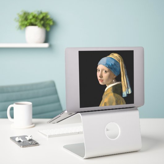 Johannes Vermeer - Mädchen mit Perlenohrring Aufkleber (Laptop auf Schreibtisch)