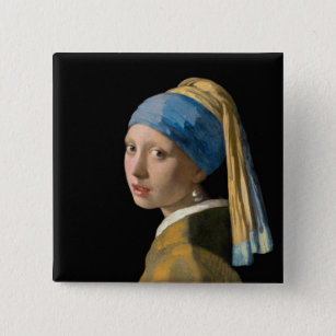 Johannes Vermeer - Mädchen mit Perlenohrring Button