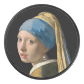 Johannes Vermeer - Mädchen mit Perlenohrring Eishockey Puck (Vorderseite)