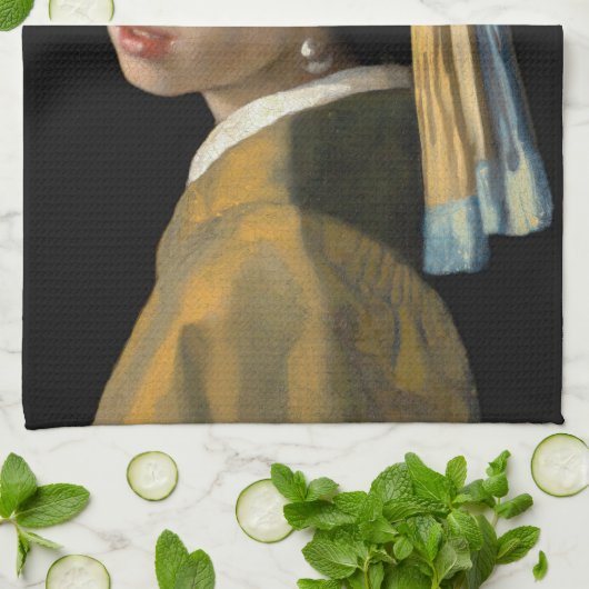 Johannes Vermeer - Mädchen mit Perlenohrring Geschirrtuch (Gefaltet)