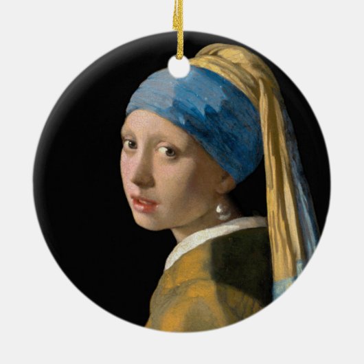 Johannes Vermeer - Mädchen mit Perlenohrring Keramik Ornament (Hinten)