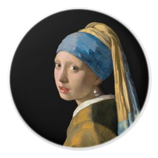Johannes Vermeer - Mädchen mit Perlenohrring Keramikknauf (Vorderseite)