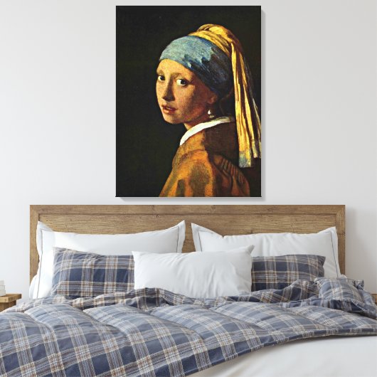 Johannes Vermeer - Mädchen mit Perlenohrring Leinwanddruck (Insitu (Schlafzimmer))