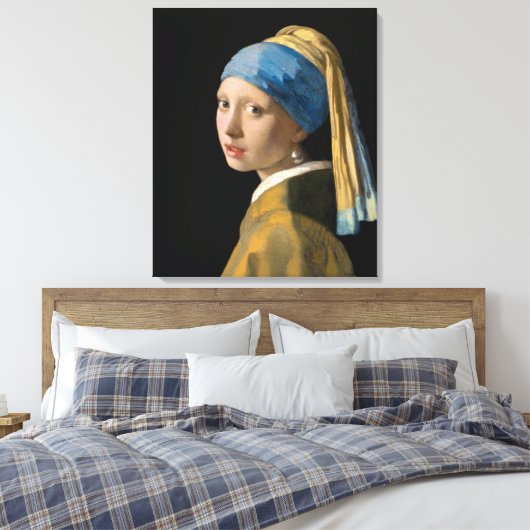 Johannes Vermeer - Mädchen mit Perlenohrring Leinwanddruck (Insitu (Schlafzimmer))