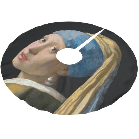 Johannes Vermeer - Mädchen mit Perlenohrring Polyester Weihnachtsbaumdecke (Schrägansicht)