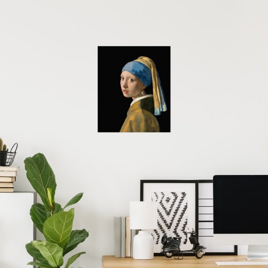 Johannes Vermeer - Mädchen mit Perlenohrring Poster (Heimbüro)