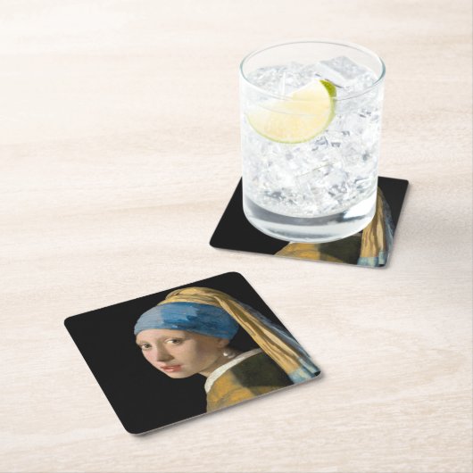 Johannes Vermeer - Mädchen mit Perlenohrring Rechteckiger Pappuntersetzer (Vor Ort)