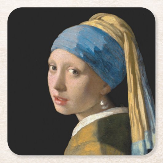Johannes Vermeer - Mädchen mit Perlenohrring Rechteckiger Pappuntersetzer (Vorderseite)