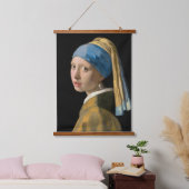 Johannes Vermeer - Mädchen mit Perlenohrring Wandteppich Mit Holzrahmen (Schlafzimmer)