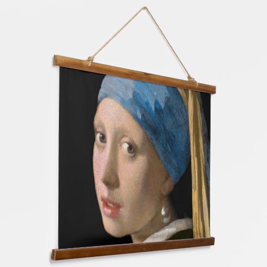 Johannes Vermeer - Mädchen mit Perlenohrring Wandteppich Mit Holzrahmen (Gewinkelt)