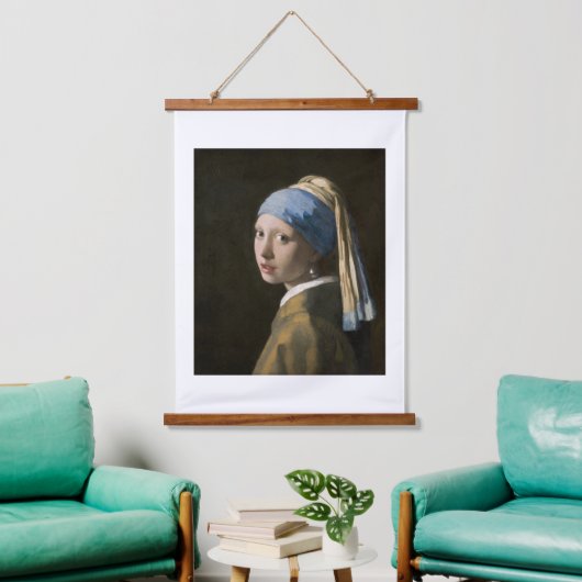 Johannes Vermeer, Mädchen mit Perlenohrring Wandteppich Mit Holzrahmen (Wohnzimmer)