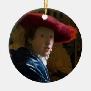 Johannes Vermeer - Mädchen mit rotem Hut Keramik Ornament